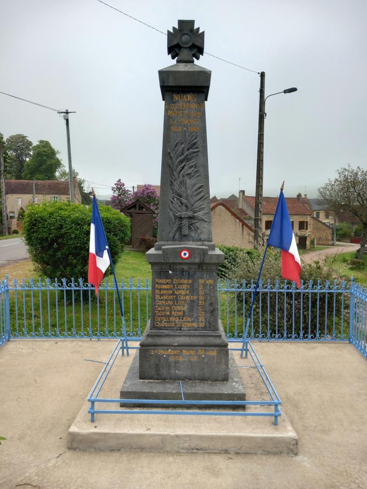 Monument aux Morts de Nuars après restauration par le Souvenir Français