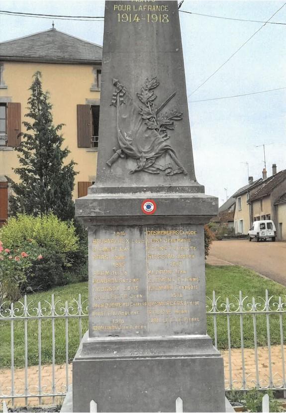 Monument de Sardy les Epiry après restauration par le Souvenir Français
