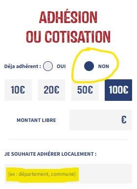 Exemple de formulaire d'adhésion ou de cotisation pour un non-adhérent