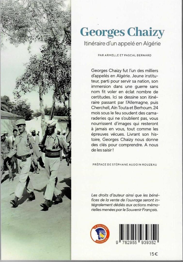 Couverture du livre de Georges Chaizy « itinéraire d’un appelé en Algérie », édité en 2025 par le Souvenir Français de la Nièvre